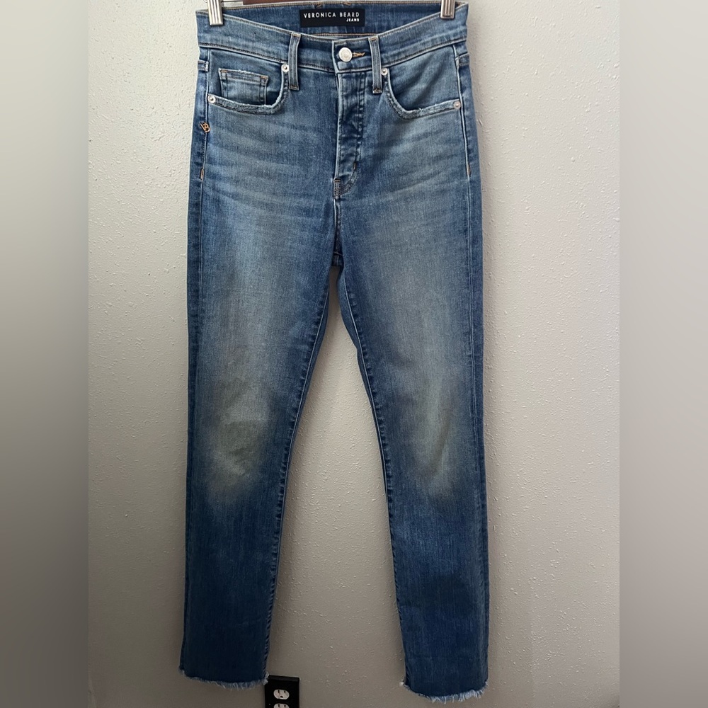 VERONICA BEARD Ryleigh Waterfall High Rise Slim Straight Jean Size 25 New